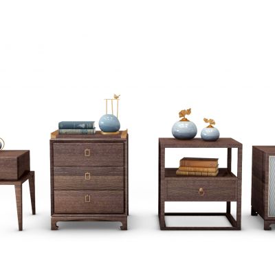 新中式床头柜摆件组合