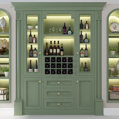 欧式实木酒柜酒瓶组合