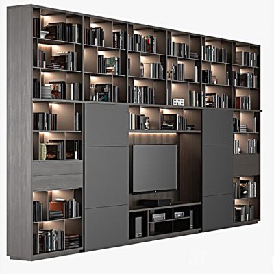 电视背景墙组书柜合国外D下载