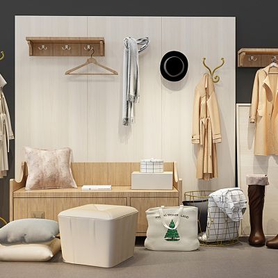 现代入口玄关鞋柜挂衣板女鞋衣架组合