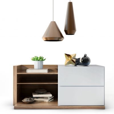 北欧木床头柜摆件组合