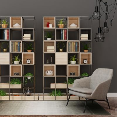 工业风铁艺书架书柜