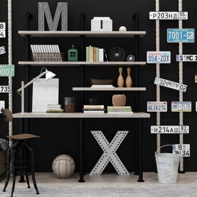 工业风装饰柜书架书柜麻绳