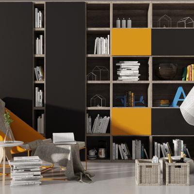 北欧现代休闲椅子书柜收纳盒书