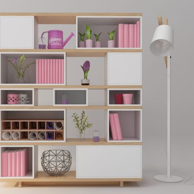 现代女孩房装饰柜书柜