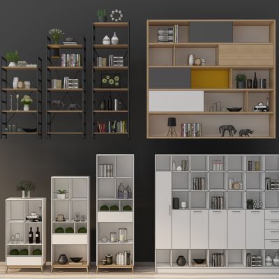 北歐工業(yè)風(fēng)書柜書架組合