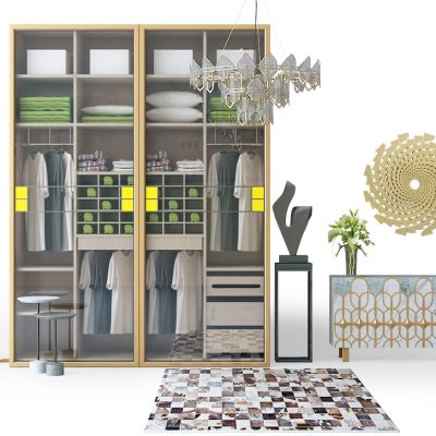 现代衣柜玄关柜组合