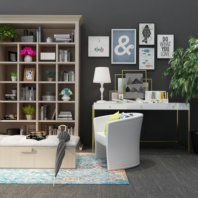 北歐書柜寫字臺(tái)雨傘花盆植物