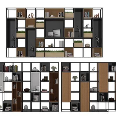 现代工业风装饰架书架书柜摆件组合