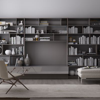 现代电视背景墙墙柜书柜