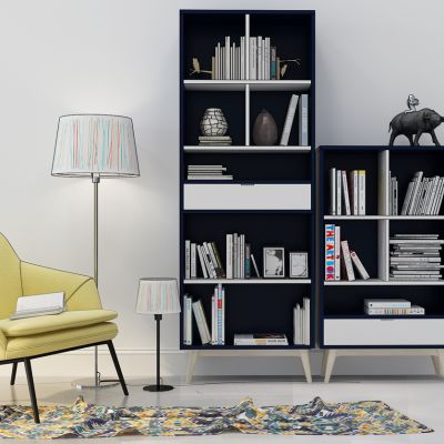 北歐單椅書柜組合