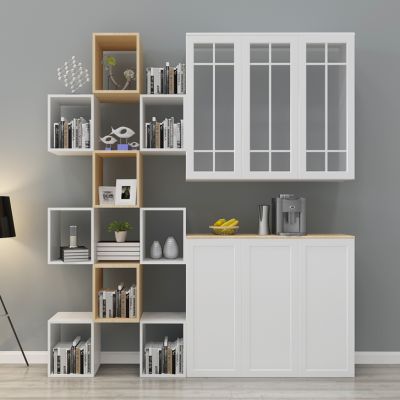 现代装饰柜书柜落地灯组合