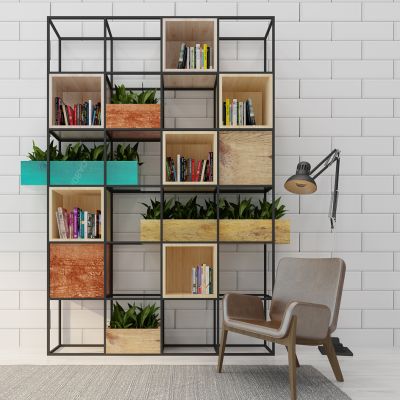北歐工業(yè)風(fēng)書架花架