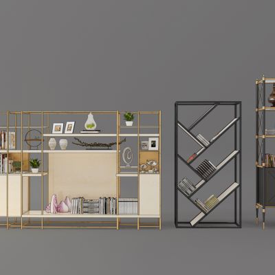 现代轻奢新中式书柜书架装饰柜