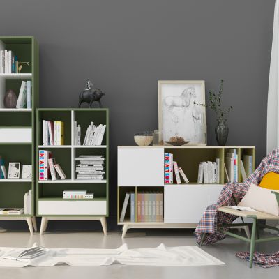 现代轻奢新中式书柜书架装饰柜