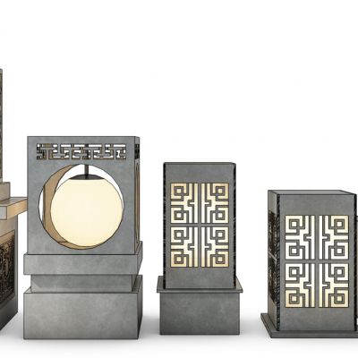 现代路灯石灯地灯组合