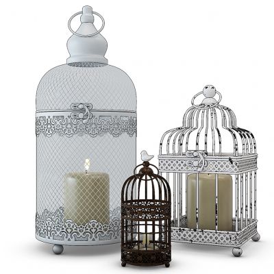 欧式铁艺鸟笼烛台落地灯