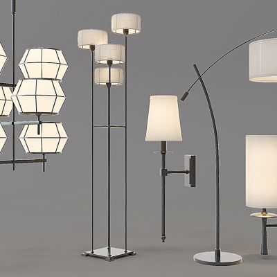 新中式落地灯吊灯壁灯组合