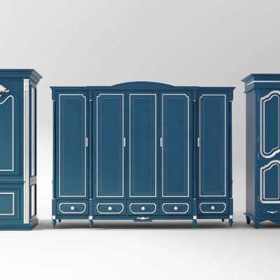 地中海欧式蓝色衣柜组合