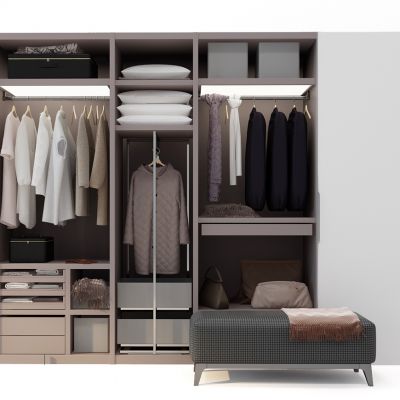 现代衣柜衣服组合