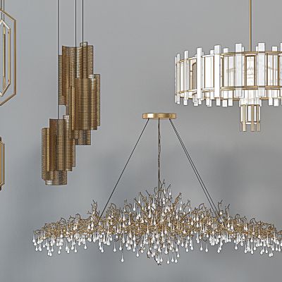 现代金属水晶树枝吊灯组合