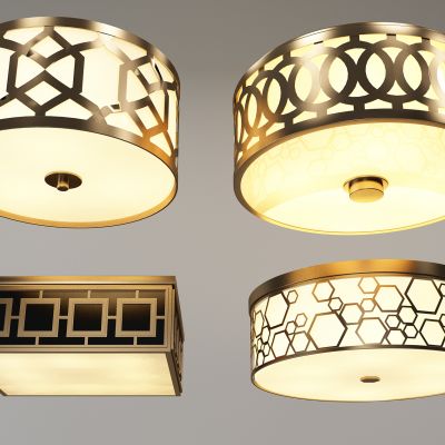 美式新中式金属吸顶灯组合