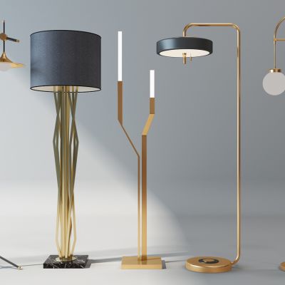 现代金属落地灯组合