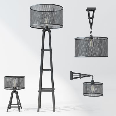 现代金属落地灯吊灯壁灯组合