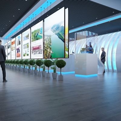 展厅  城市展  吊屏  人体 人物  绿植  时光隧道 