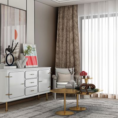 现代简欧式轻奢边柜玄关柜椅子摆件