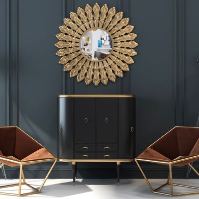 现代端景柜装饰镜子休闲椅落地灯