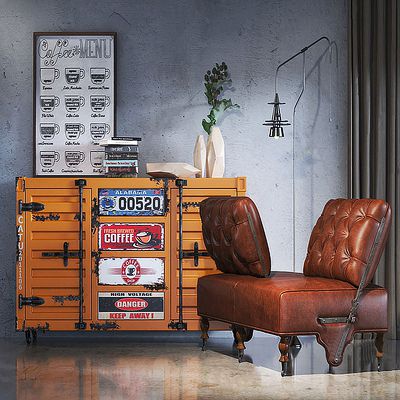 工业风美式集装箱装饰柜休闲单椅