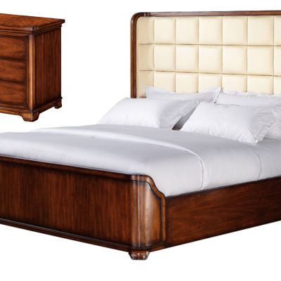 美式床和床头柜组合