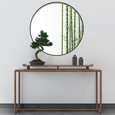 新中式玄关柜盆景