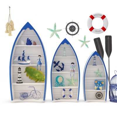 地中海船形儿童装饰柜摆件挂件组合