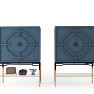 新中式端景柜装饰画花瓶摆件组合