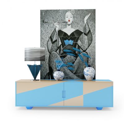 现代混搭电视柜玄关柜饰画花瓶摆件组合