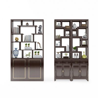 中式实木装饰架摆件组合