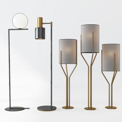 现代金属落地灯组合