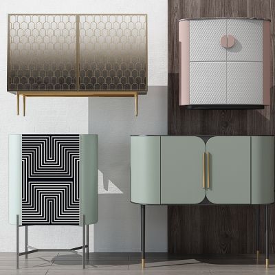 现代简欧轻奢边柜玄关柜装饰柜边柜组合