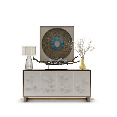 边柜背景墙及饰品组合