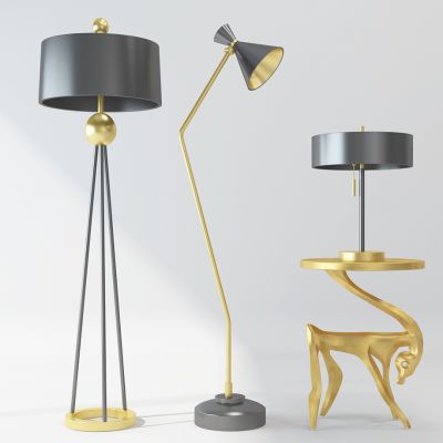 现代金属落地灯组合