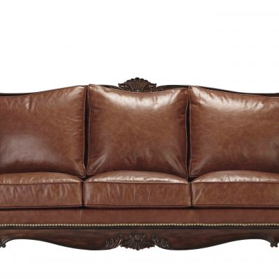 美式皮革三人沙发