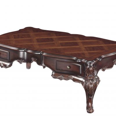 美式实木雕花茶几