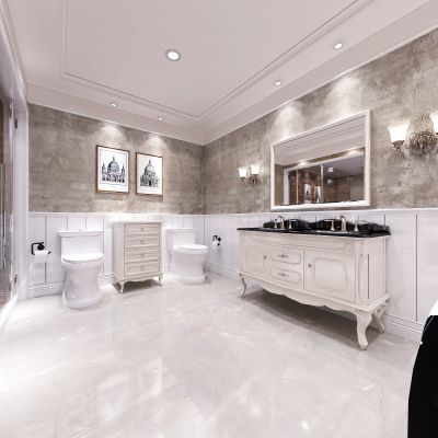 简欧卫生间  洗手台  马桶  挂画  壁灯  柜子 