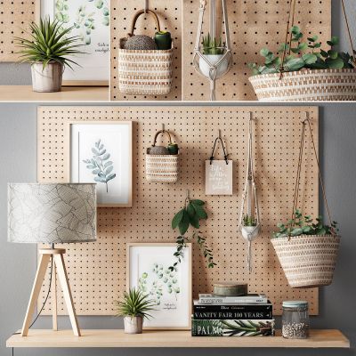 北欧装饰画绿植吊篮盆栽书籍