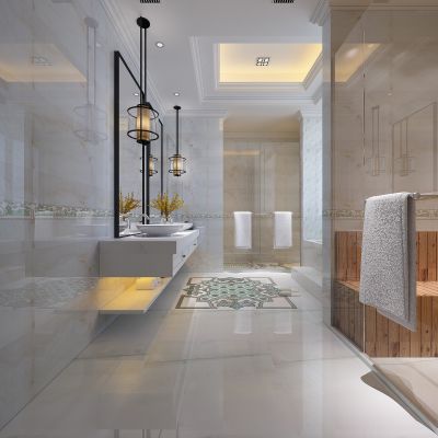 现代卫生间  洗手池  摆件 淋浴