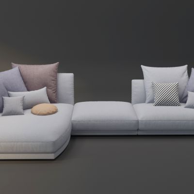 现代布艺转角多人沙发