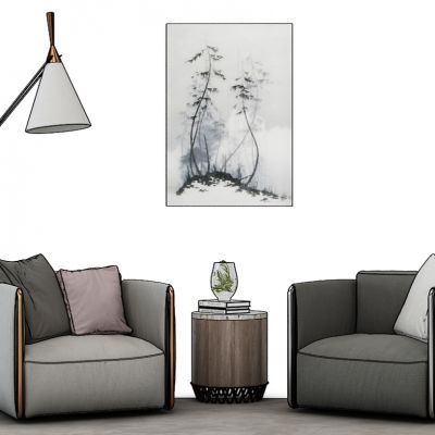 后现代单人沙发边几圆几