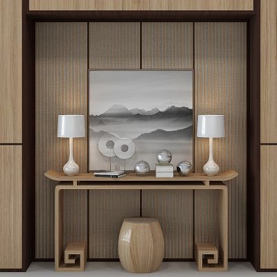 新中式端景台台灯玄关柜